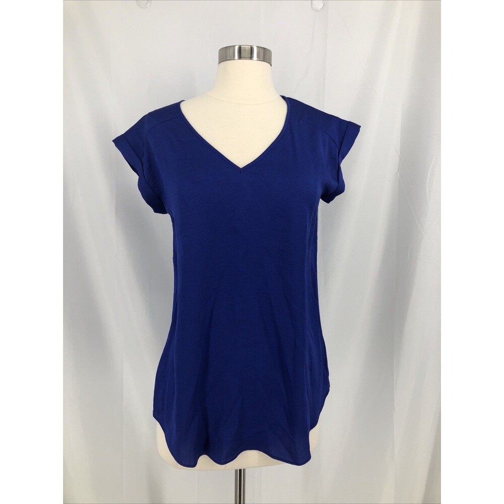 Express Women's Cobalt Blue V-Neck Cap Sleeve Blouse Top Size S